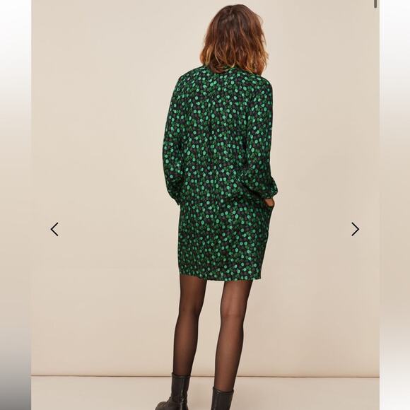 Whistles Green Winter Ditsy Sack Floral Pocket Relaxed Renewable Boho Dress S - Picture 9 of 14